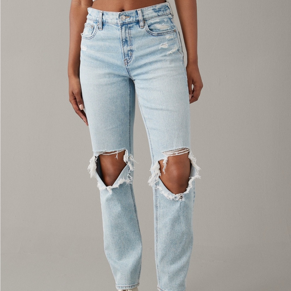 Women's Light Blue Distressed Jeans